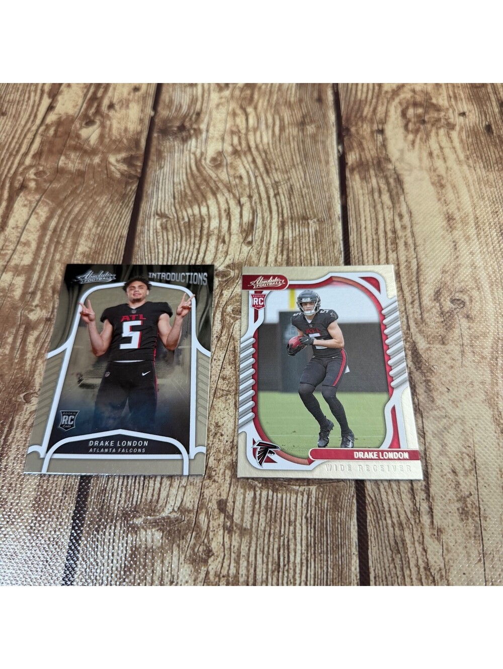 2022 Panini Absolute Drake London RC Rookie 2 Card Lot #107 Introductions INT-6
